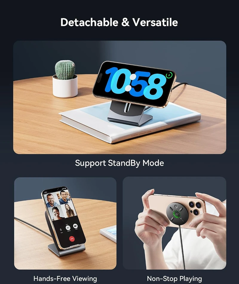 INIU belaidis magnetinis įkroviklis Qi2 15 W su USB-C jungtimi W21-E1