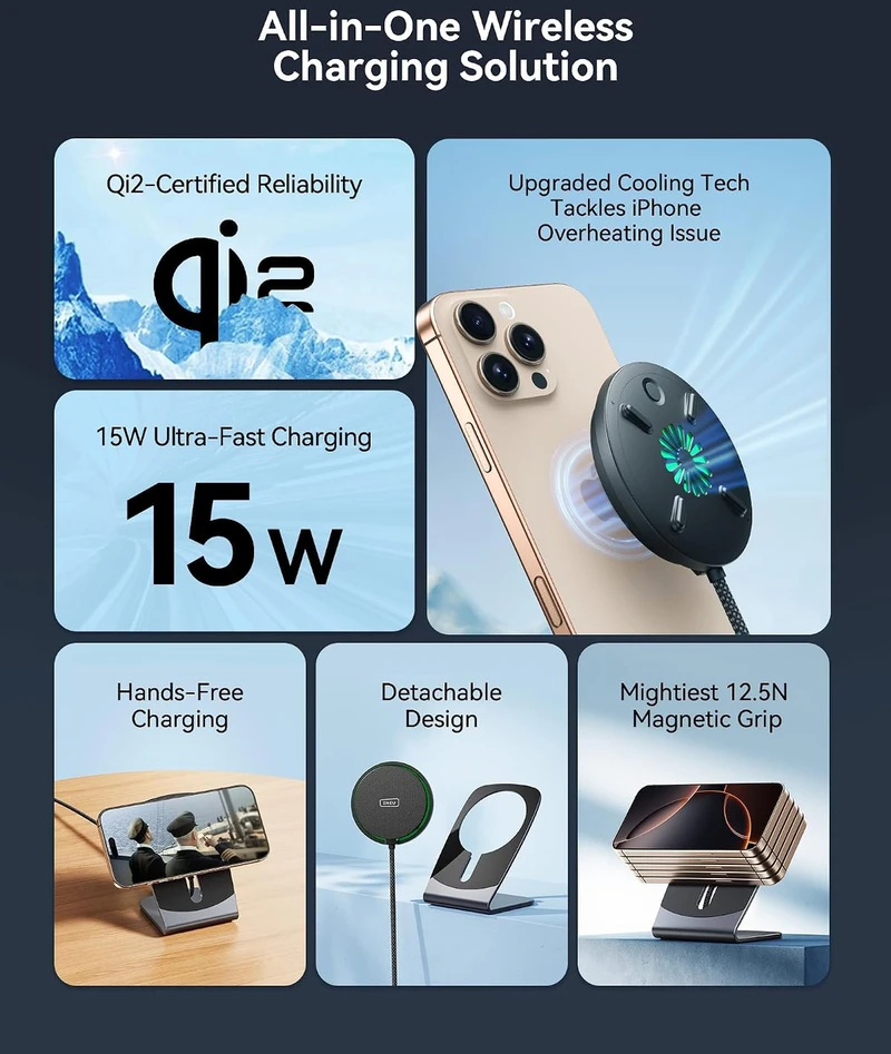 INIU belaidis magnetinis įkroviklis Qi2 15 W su USB-C jungtimi W21-E1
