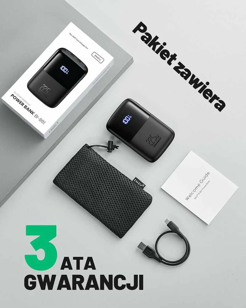INIU BI-B61 mini 10000 mAh power bank, 22.5 W PD3.0 QC4.0, USB-C įkroviklis