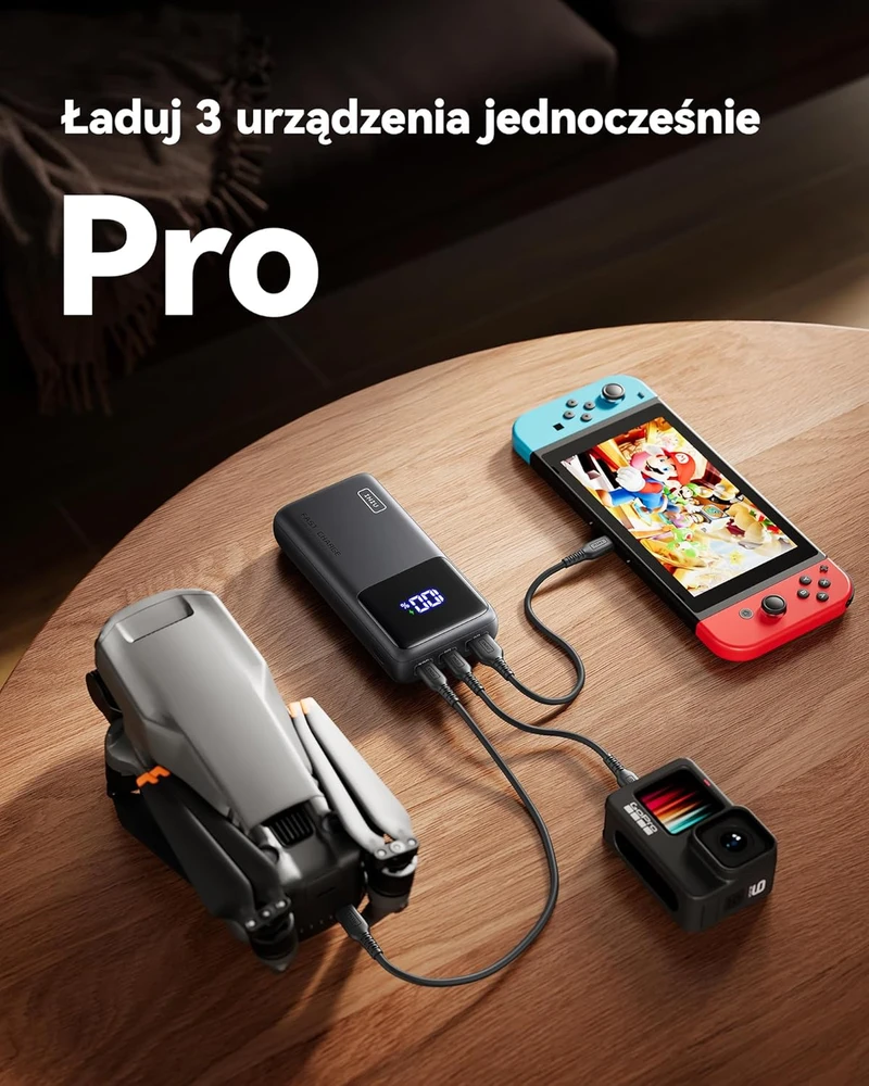 INIU išorinis akumuliatorius 100 W, 25000 mAh, 2 x USB-C, greitasis įkrovimas, BI-B63