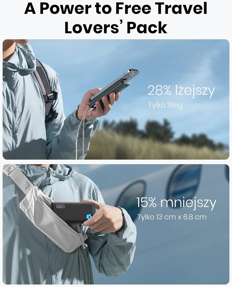 INIU išorinis akumuliatorius 10000 mAh, USB-C, greitasis įkrovimas, BI-B41 modelis