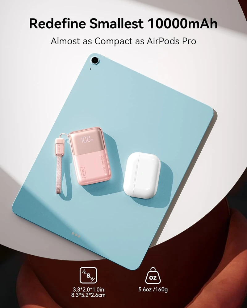 INIU išorinis akumuliatorius 10000 mAh, 45 W, USB-C įėjimas / išėjimas, greitasis įkrovimas, P50