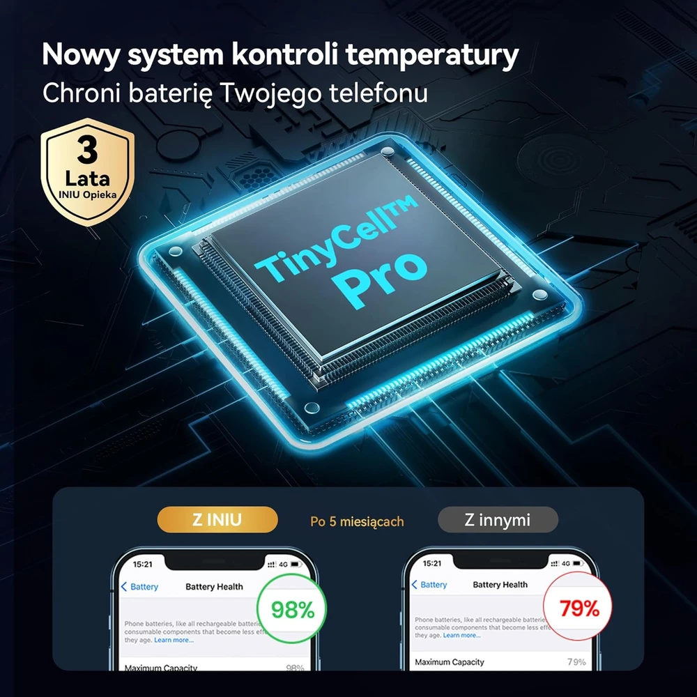 INIU išorinis akumuliatorius 10000 mAh, 45 W, USB-C ir USB-A jungtys, greitasis įkrovimas, P50