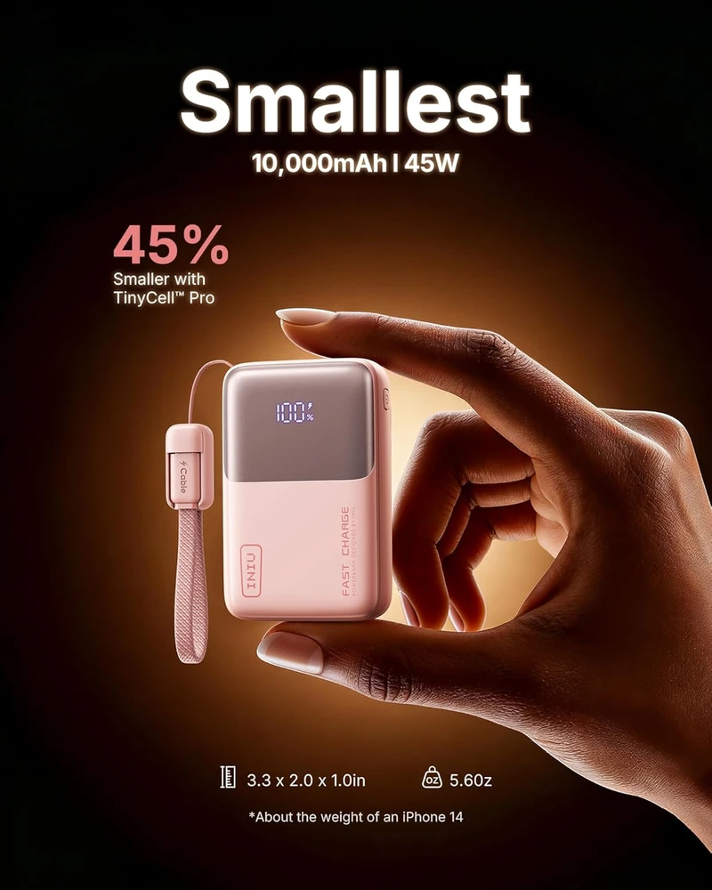 INIU išorinis akumuliatorius 10000 mAh, 45 W, USB-C, greitasis įkrovimas, P50