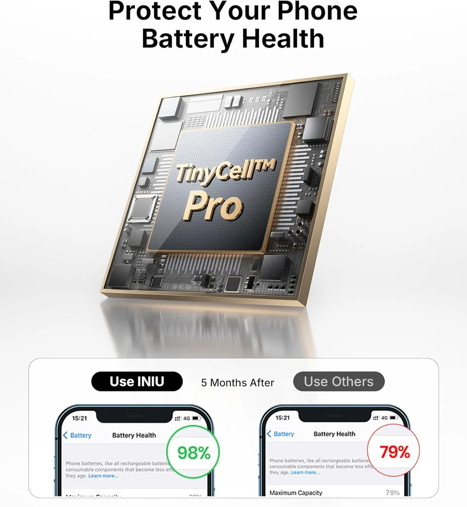 INIU išorinis akumuliatorius 10000 mAh, 45 W, USB-C, greitasis įkrovimas, P50