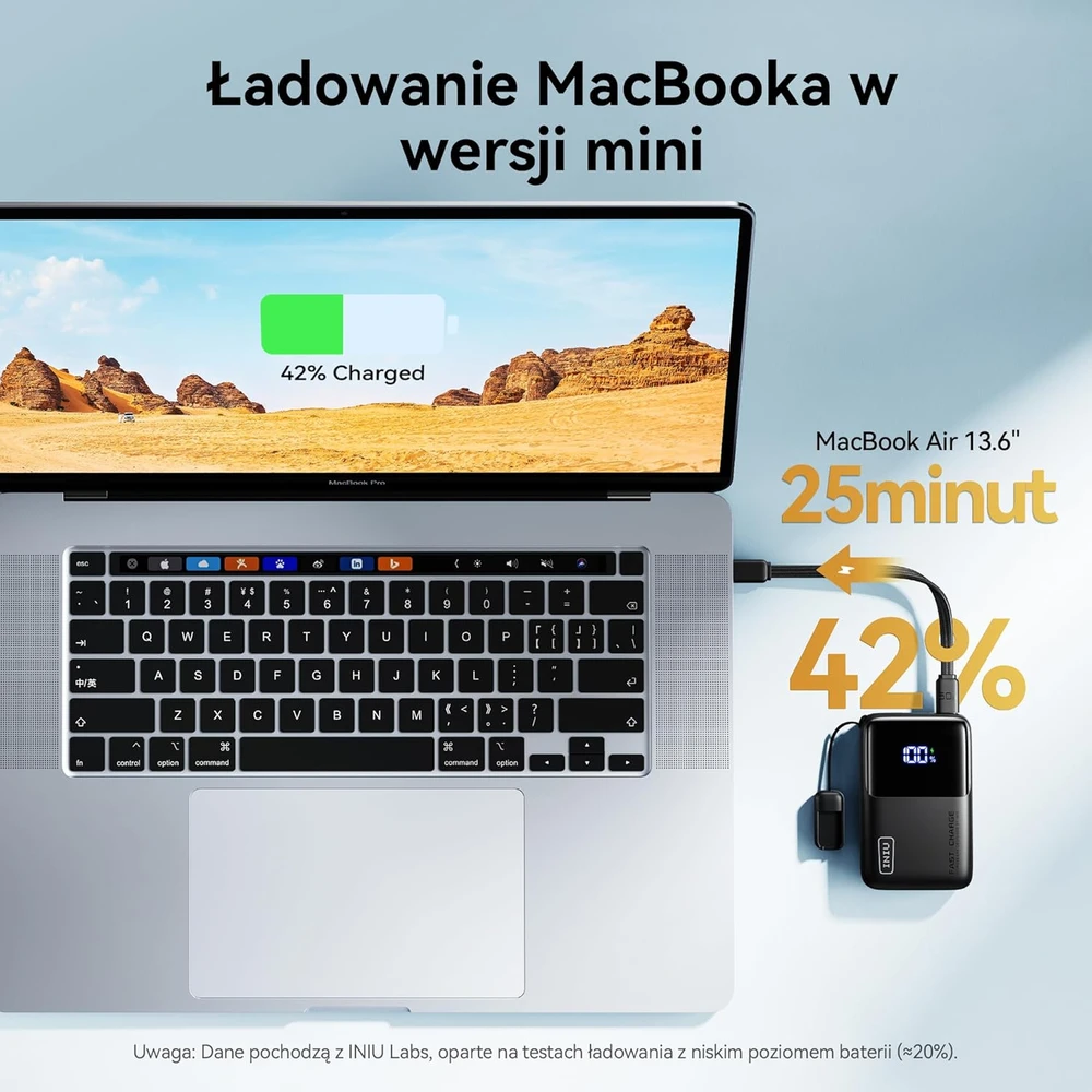 INIU išorinis akumuliatorius 10000 mAh, 45 W, USB-C ir USB-A jungtys, greitasis įkrovimas, P50