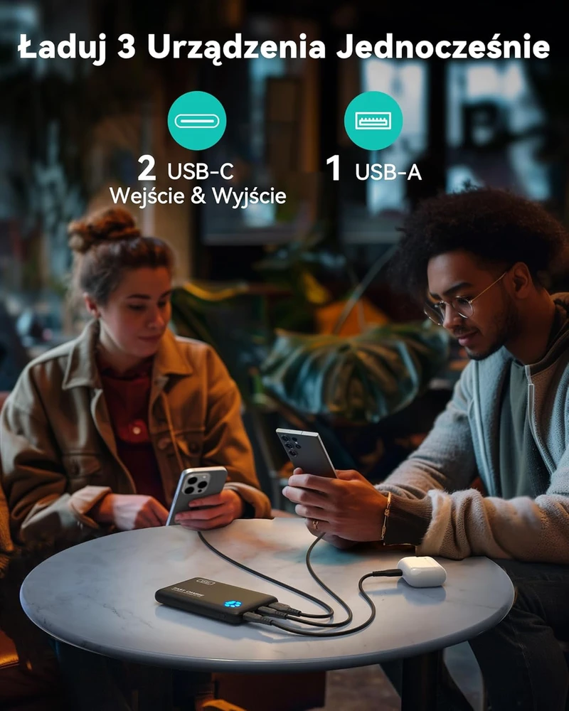 INIU išorinis akumuliatorius 10000 mAh, 45 W, 2 x USB-C, PD3.0, juodas, P41