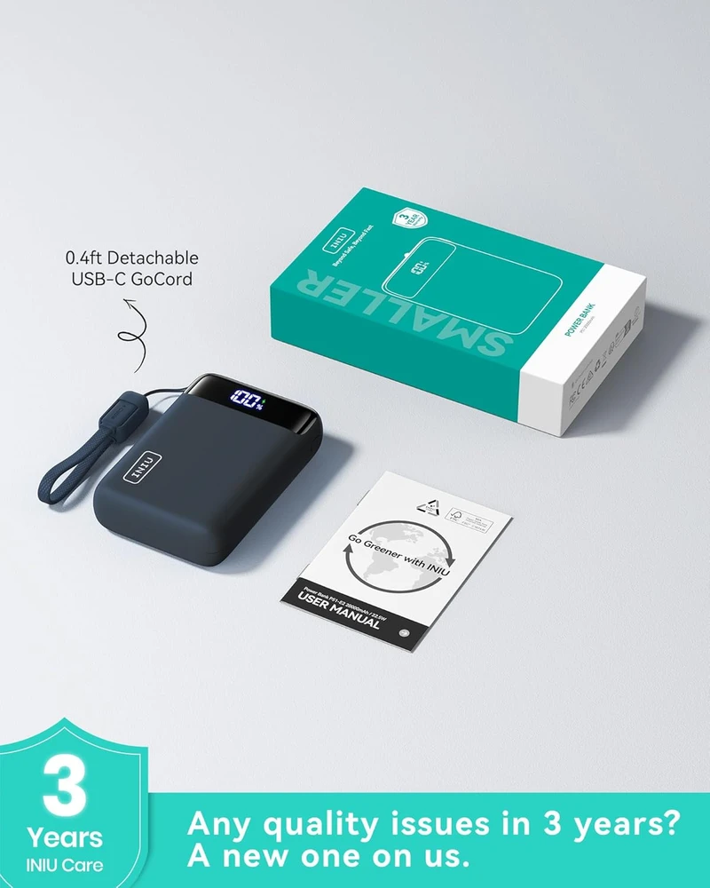 INIU išorinis akumuliatorius 20000 mAh, 22,5 W, USB-C/USB-A, PD3.0, QC4.0, P51