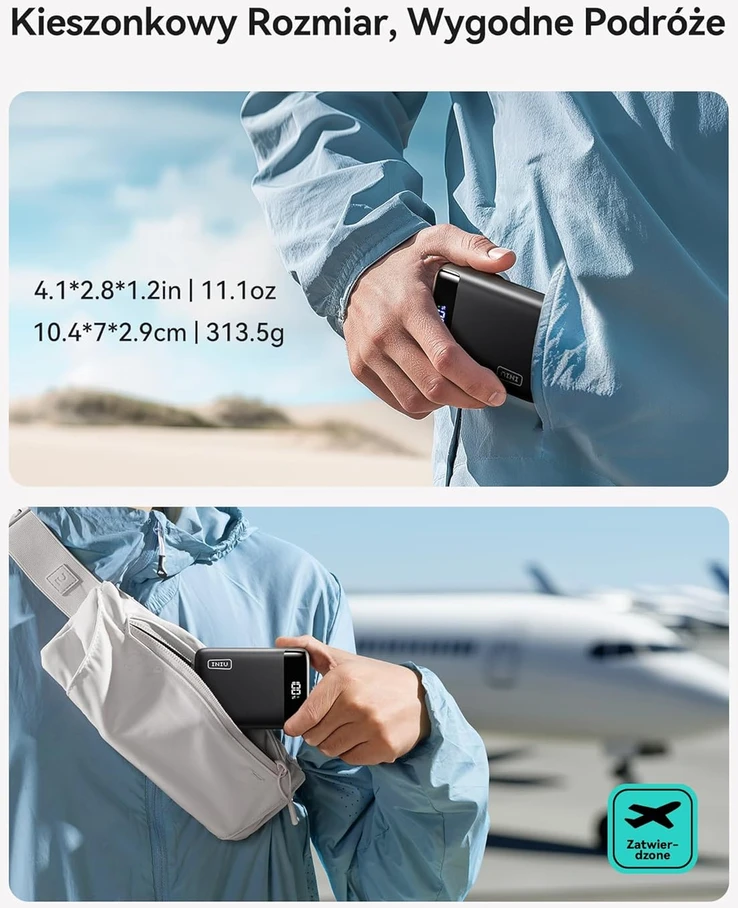 INIU išorinis akumuliatorius 20000 mAh, 22,5 W greitasis įkrovimas, 2 x USB-C, USB-A, juodas, P512