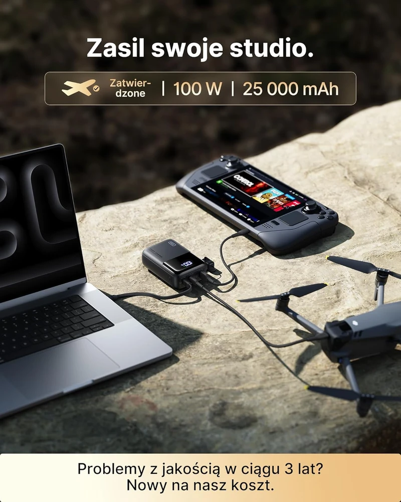 INIU išorinis akumuliatorius 25000 mAh 100 W USB-C PD greitasis įkrovimas, P63
