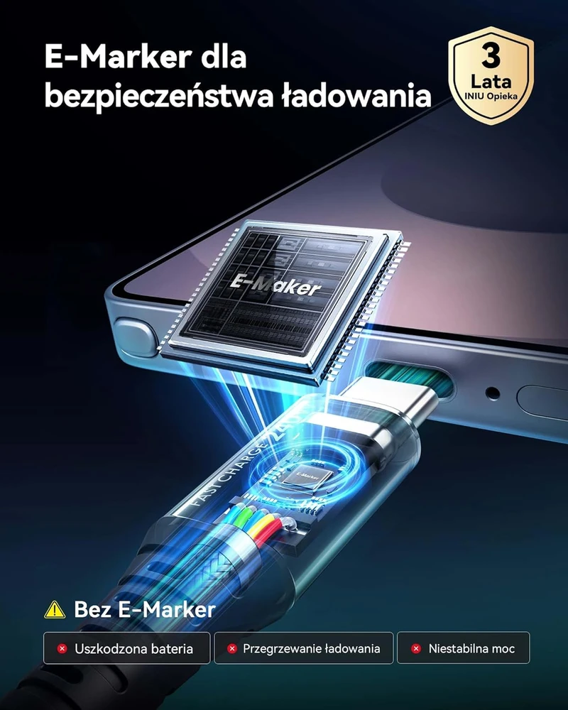 INIU USB-C į USB-C kabelis 240 W, 2 m, greitasis įkrovimas, nailoninis, 2 vnt.