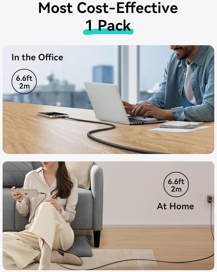 INIU USB-C į USB-C laidas 240 W, 2 m, greitasis įkrovimas, PD standartas, juodas