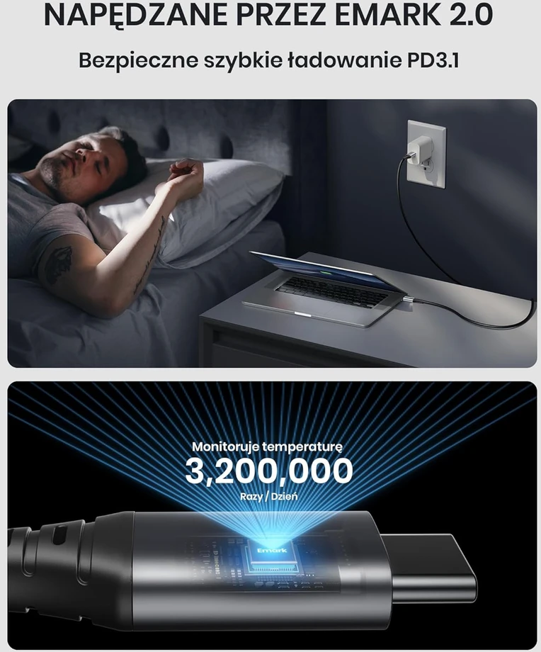 INIU USB-C – USB-C laidas 240 W, 1 m nailono pynimo, greitam įkrovimui, 2 vnt. komplektas