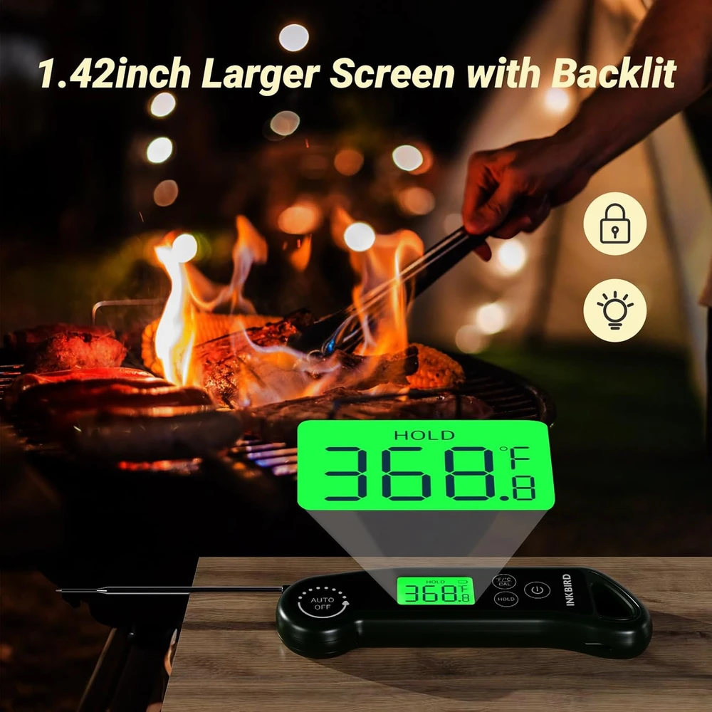 Inkbird skaitmeninis maisto termometras su K tipo zondų, LCD ekranu, IP65, RHT-11K
