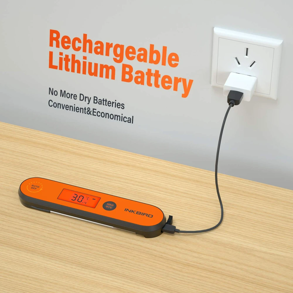 Inkbird skaitmeninis mėsos termometras IHT-1P, įkrovimas USB, greita reakcija, vandeniui atsparus