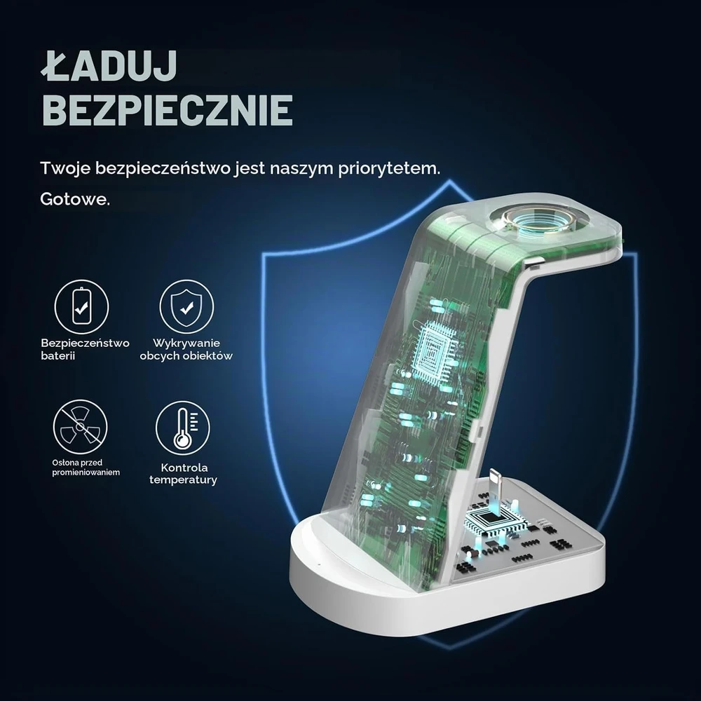 INNISTO belaidė įkrovimo stotelė 3 įrenginiams, 18 W, Qi, USB-C, G618