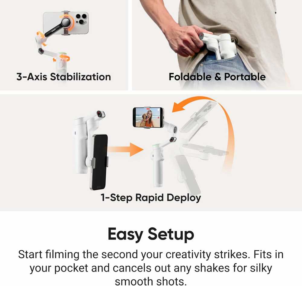 Insta360 Flow 2 Pro Creator Bundle pilkas išmanusis telefonų gimbalas su statyvu ir AI sekimu