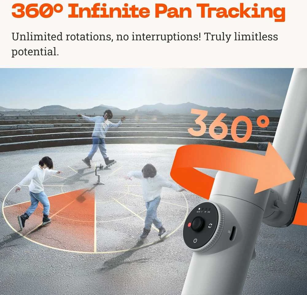 Insta360 Flow Pro išmanusis 3 ašių telefonų gimbalas su 360° sekimu, standartinis rinkinys