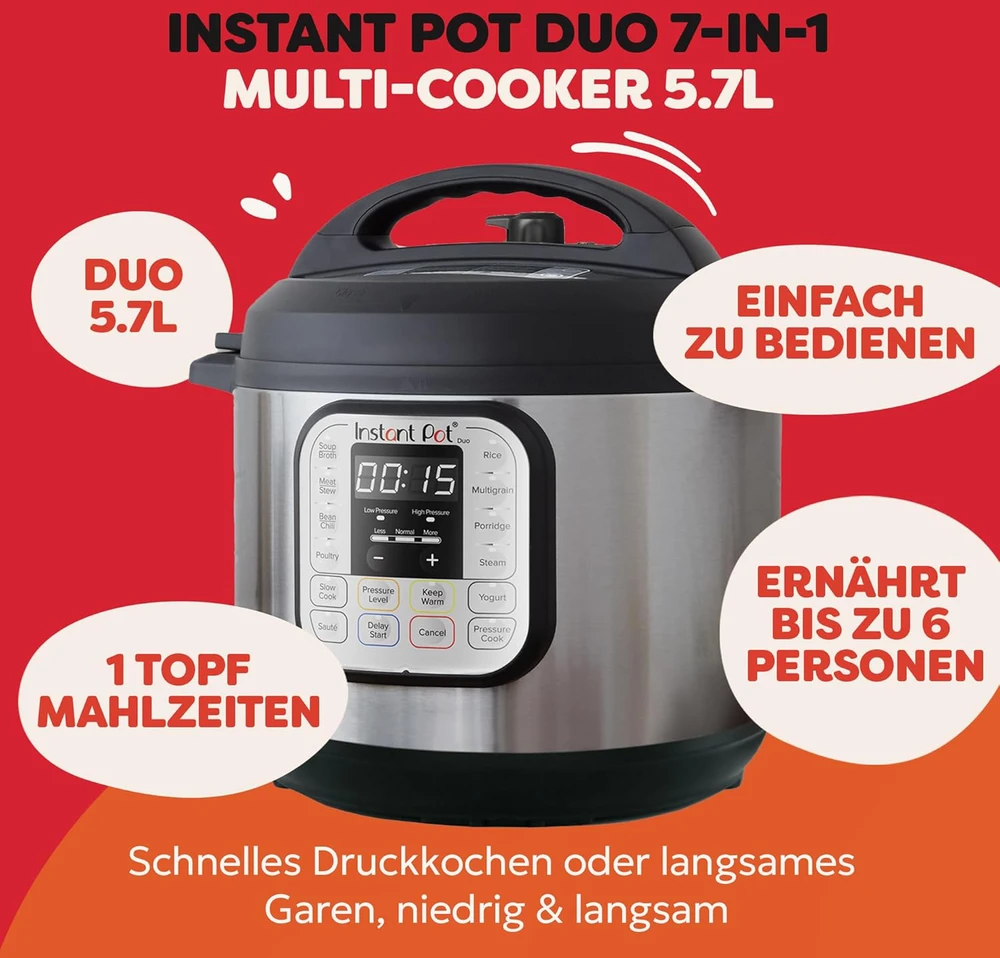 Instant Pot elektrinis daugiafunkcis puodas 5,7 L 1000 W nerūdijantis plienas Duo 112-0182-01-EU