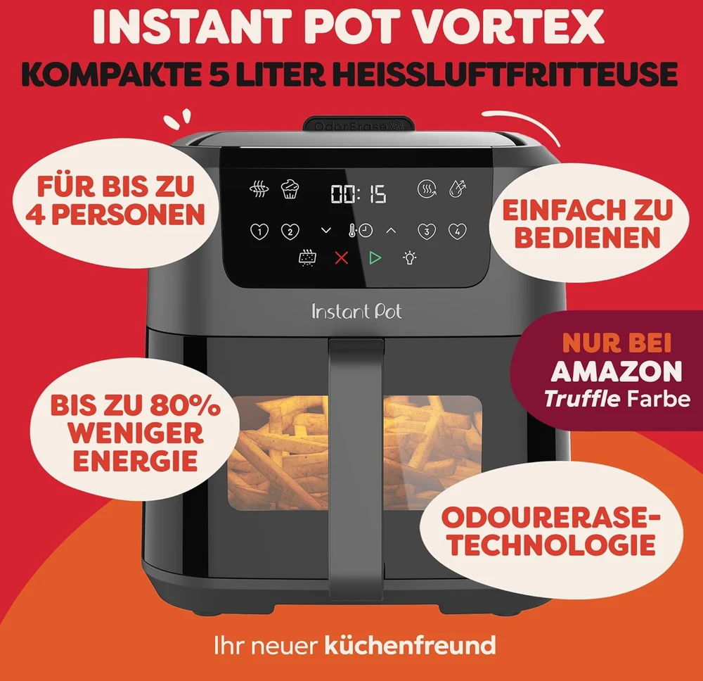 Instant Pot karšto oro gruzdintuvė 5 l, 1500 W, 4 funkcijų, 140-3145-01-EU