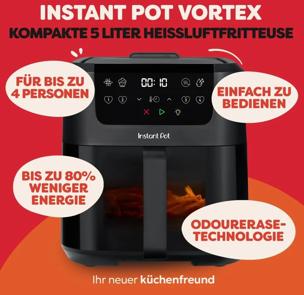 Instant Pot karšto oro gruzdintuvė Vortex Compact 5 l, 1500 W, INAFB53-BK