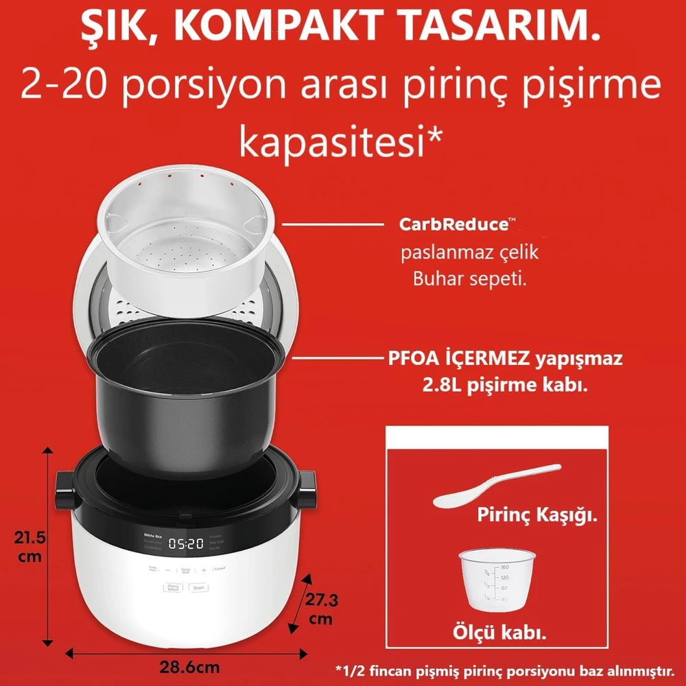 Instant Pot Instant Momentinio paruošimo ryžių viryklė ir garintuvas 2,8 l - 600 W, 140-5021-01-EU