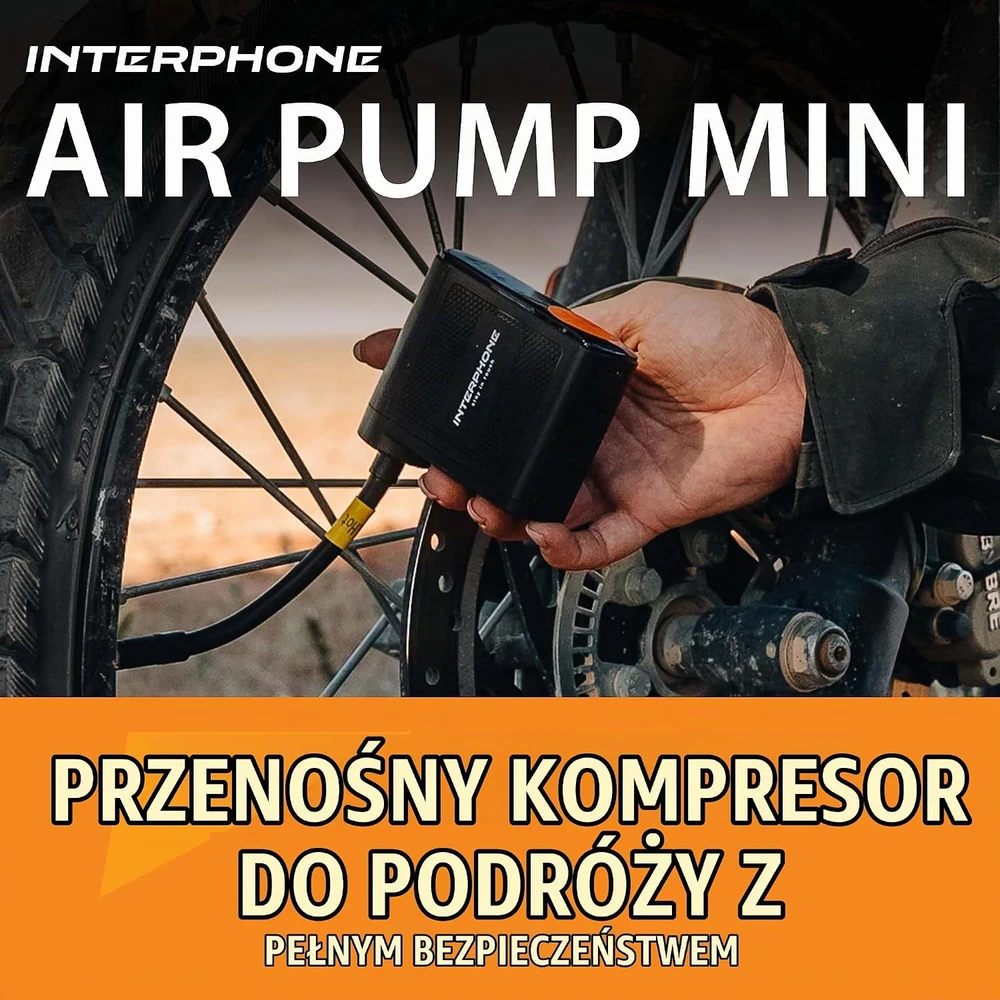 Hoto Interphone nešiojamasis oro kompresorius motociklams ir automobiliams su LED, INTERPHOAIRPUMP3K