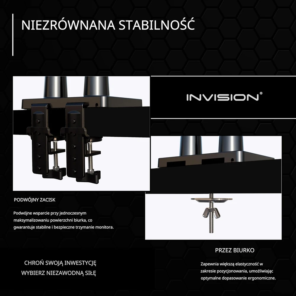 Invision dvigubas monitorių laikiklis 24–35 colių ekranams, VESA 75/100 mm, MX900