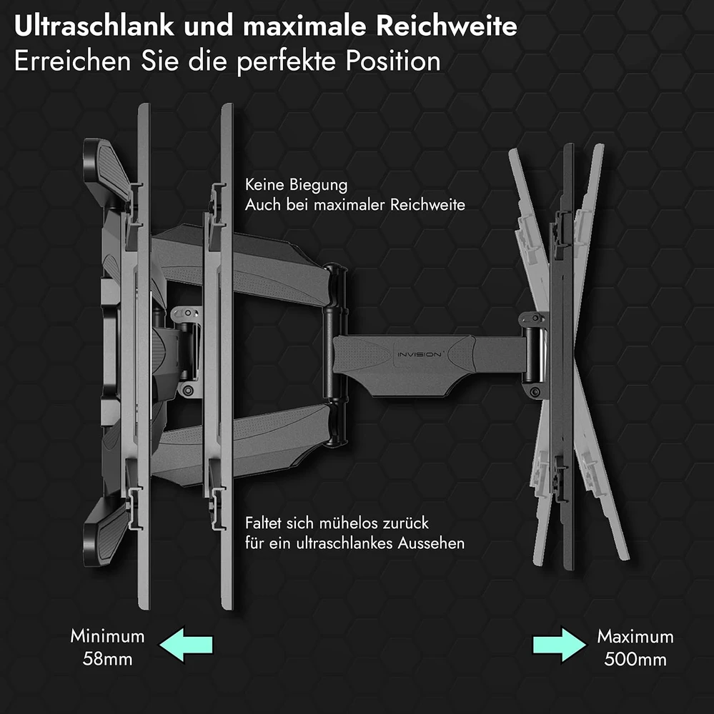 Invision televizoriaus sieninis laikiklis 37–75 col. iki 50 kg, VESA 600 × 400, DXL-DE-IA