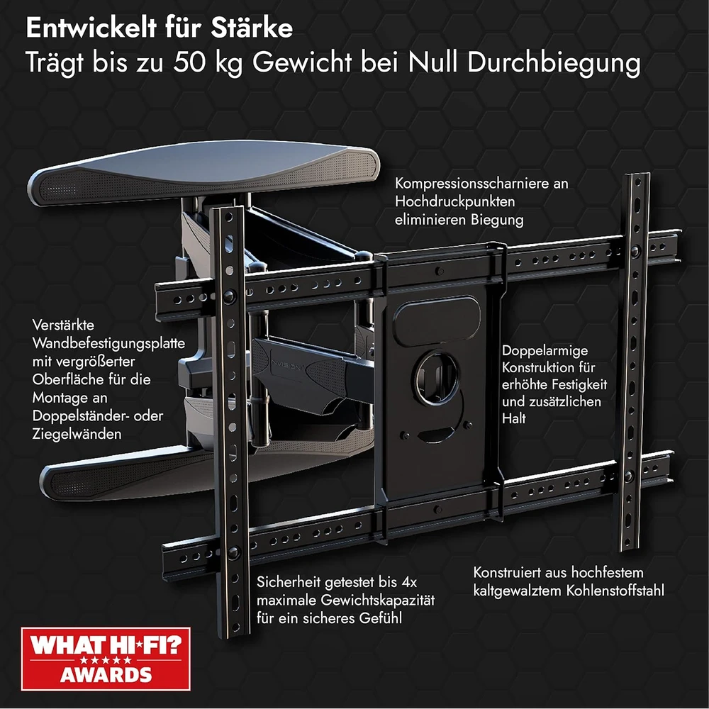 Invision televizoriaus sieninis laikiklis 37–75 col. iki 50 kg, VESA 600 × 400, DXL-DE-IA