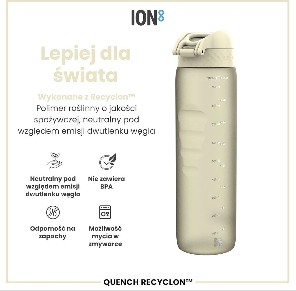 Ion8 gertuvė, 1 l, 7,9 × 28,5 cm, kreminė balta, Evo