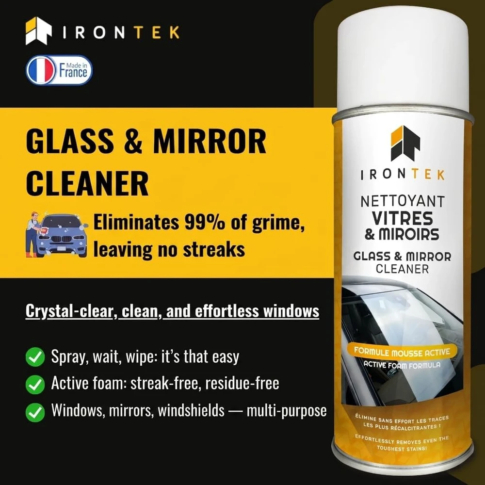 IRONTEK stiklo valymo putos 400 ml, aktyvi formulė, IT414