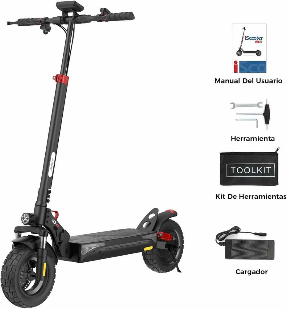 iScooter elektrinis paspirtukas su 800 W varikliu, 480 Wh baterija, 40 km rida, sulankstomas, su programėle, 10 colių ratai