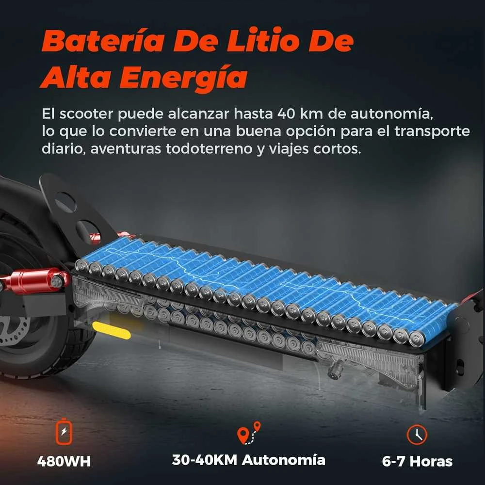 iScooter elektrinis paspirtukas su 800 W varikliu, 480 Wh baterija, 40 km rida, sulankstomas, su programėle, 10 colių ratai