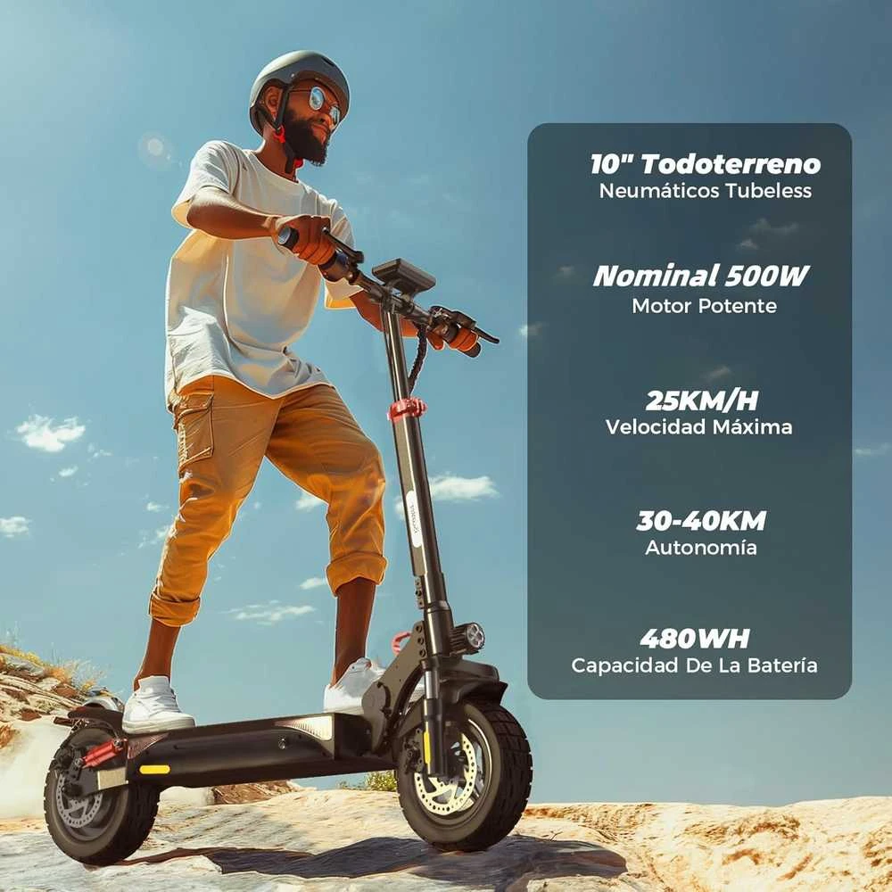 iScooter elektrinis paspirtukas su 800 W varikliu, 480 Wh baterija, 40 km rida, sulankstomas, su programėle, 10 colių ratai