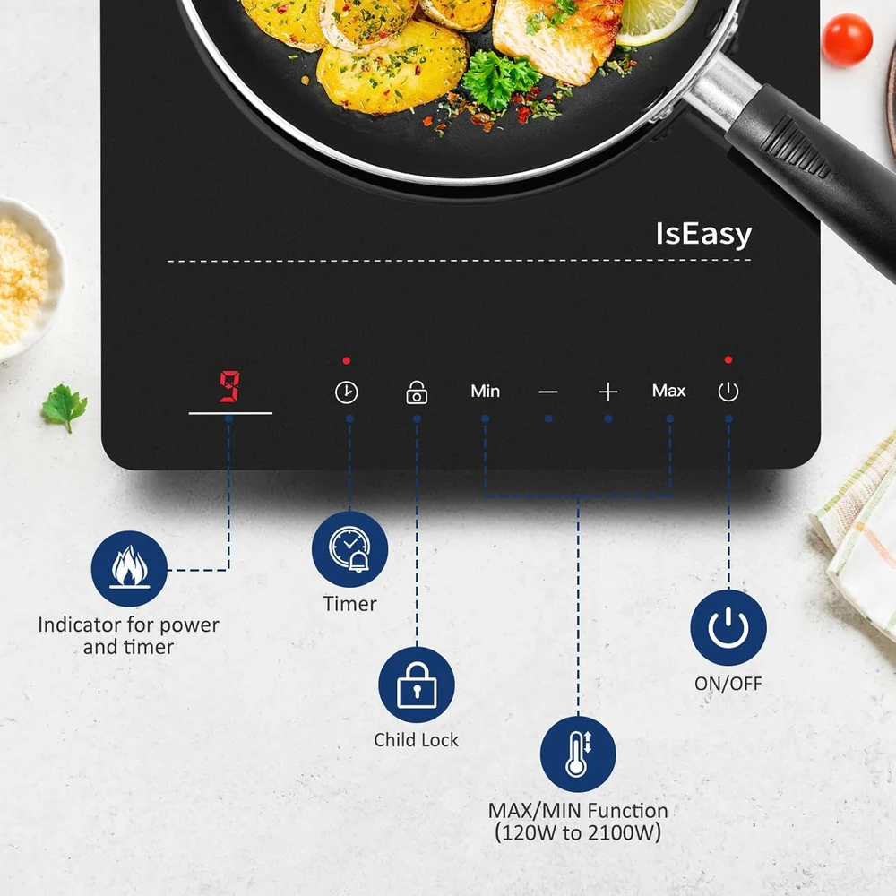IsEasy nešiojama vienos zonos indukcinė kaitlentė 2100 W su jutikliniu valdymu IsEasy-1855701
