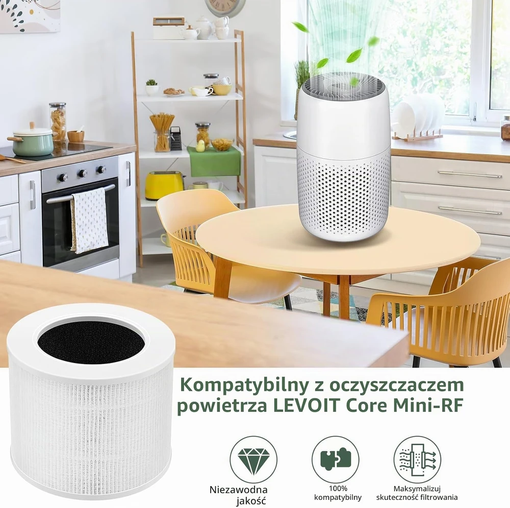 isinlive pakaitinių filtrų rinkinys LEVOIT Core Mini oro valytuvui, 3 pakopų HEPA, CM-RF