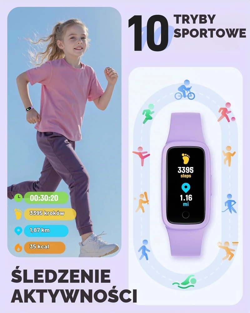 Išmanusis laikrodis BIGGERFIVE vaikiška aktyvumo apyrankė Vigor 3 su AMOLED ekranu, 3 ATM, KR05