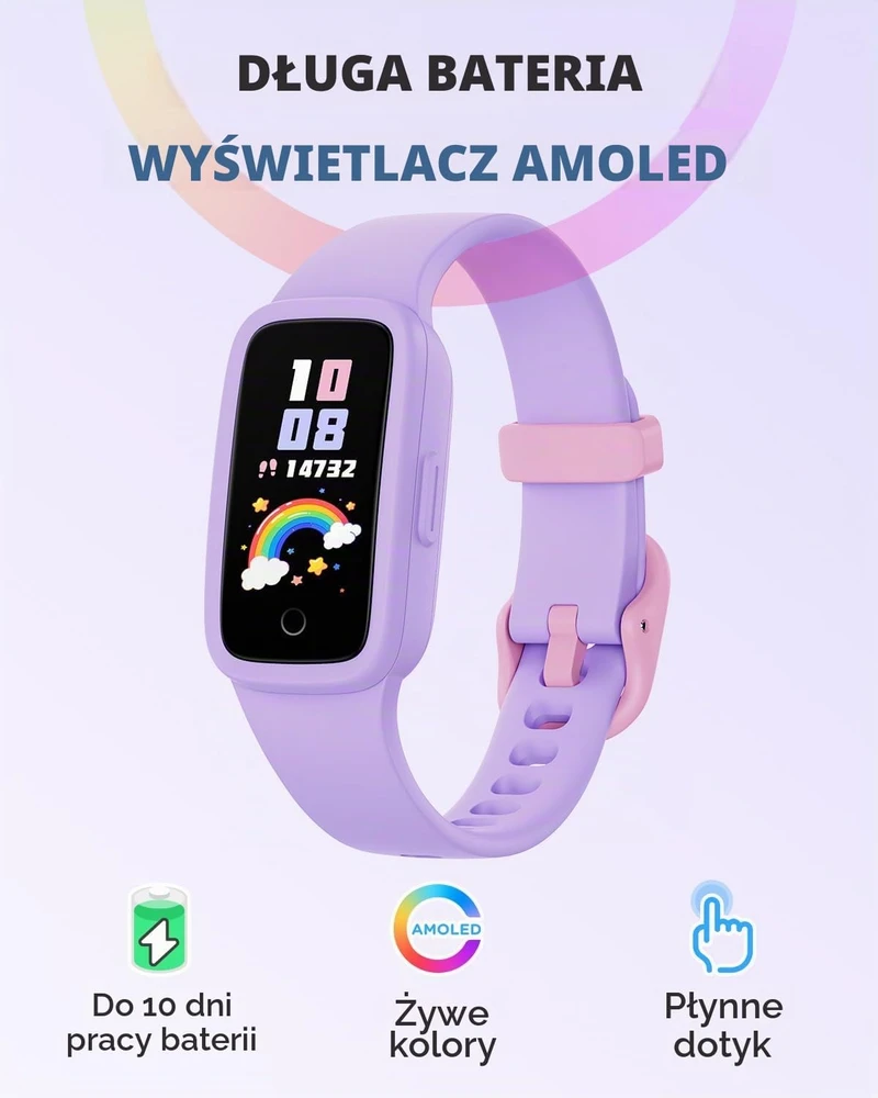 Išmanusis laikrodis BIGGERFIVE vaikiška aktyvumo apyrankė Vigor 3 su AMOLED ekranu, 3 ATM, KR05