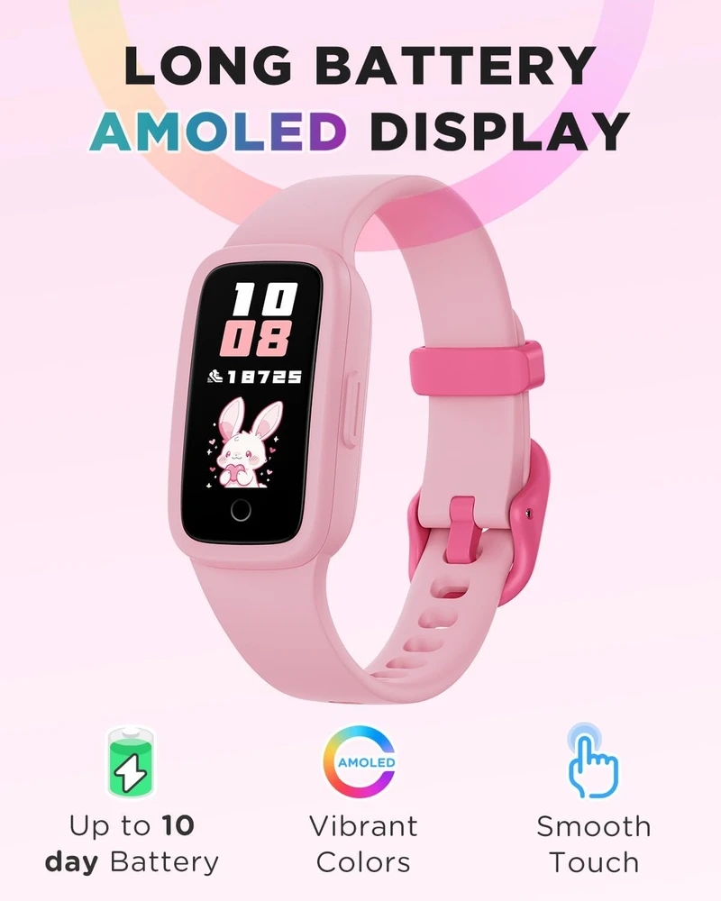 Išmanusis laikrodis BIGGERFIVE vaikiškas aktyvumo laikrodis su AMOLED ekranu ir 3 ATM, KR05