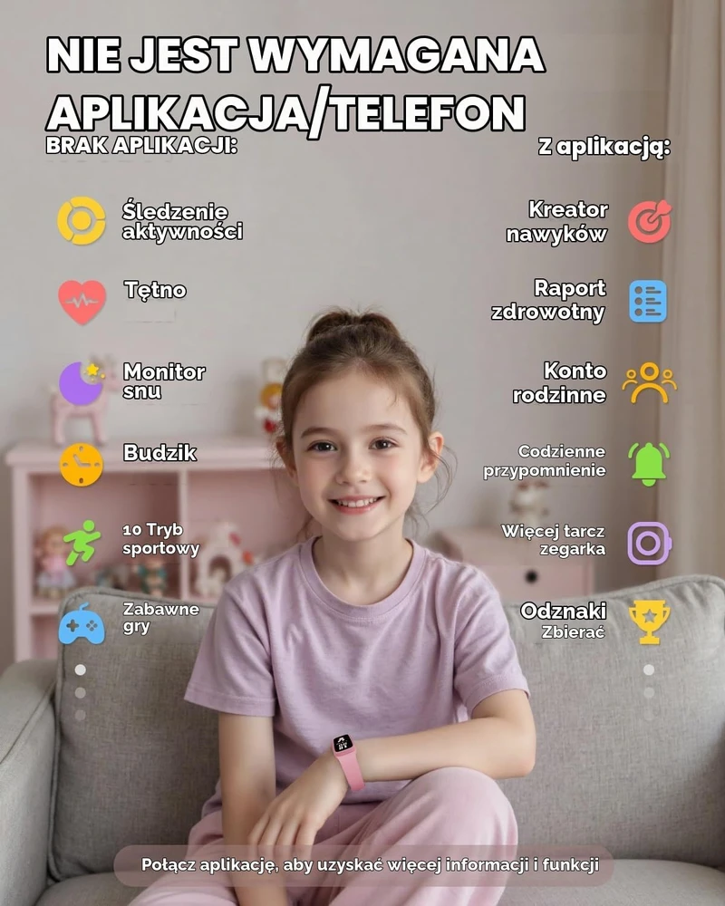 Išmanusis laikrodis BIGGERFIVE vaikiškas aktyvumo laikrodis su AMOLED ekranu ir 3 ATM, KR05