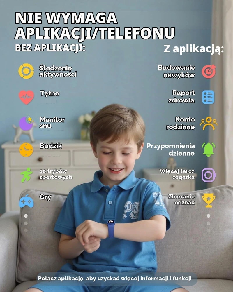 Išmanusis laikrodis BIGGERFIVE vaikiškas aktyvumo sekiklis su AMOLED ekranu, 3 ATM, širdies ritmo stebėjimu KR05