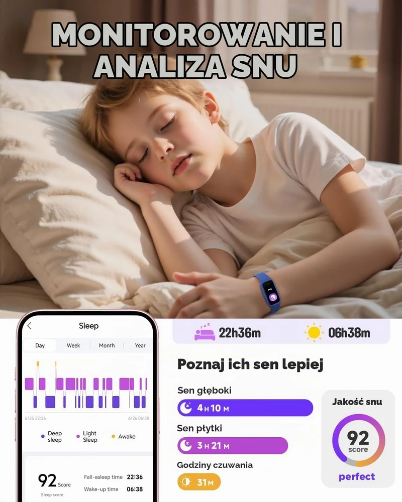 Išmanusis laikrodis BIGGERFIVE vaikiškas aktyvumo sekiklis su AMOLED ekranu, 3 ATM, širdies ritmo stebėjimu KR05