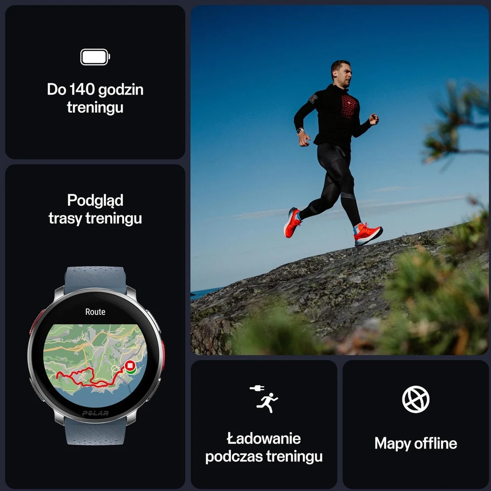 Išmanusis laikrodis Polar Vantage V3 S/L. Sidabrinės spalvos korpusas su melsvos spalvos dirželiu