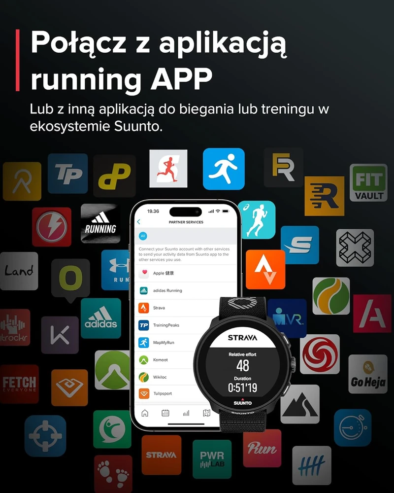 Išmanusis laikrodis Suunto bėgimo laikrodis GPS AMOLED 1,32 colio ekranas iki 12 dienų veikiantis akumuliatorius 4 GB Run SS051109000