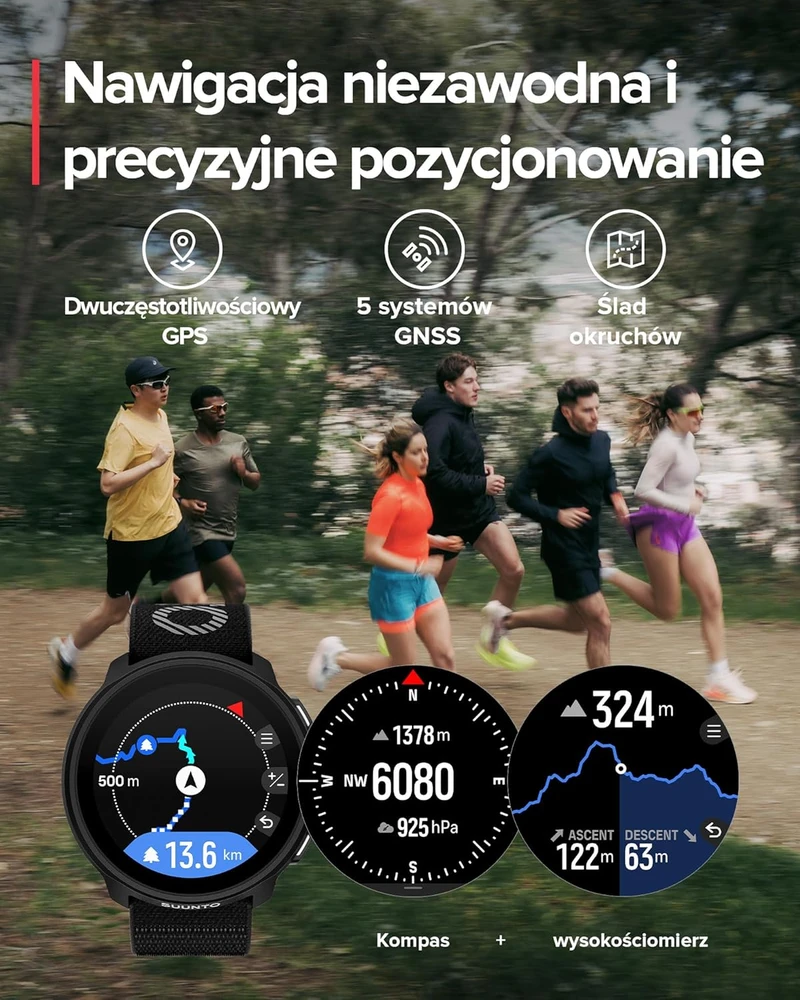 Išmanusis laikrodis Suunto bėgimo laikrodis GPS AMOLED 1,32 colio ekranas iki 12 dienų veikiantis akumuliatorius 4 GB Run SS051109000