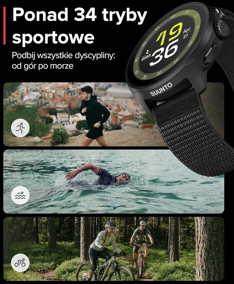 Išmanusis laikrodis Suunto bėgimo laikrodis GPS AMOLED 1,32 colio ekranas iki 12 dienų veikiantis akumuliatorius 4 GB Run SS051109000