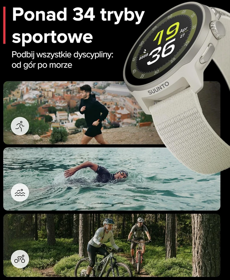 Išmanusis laikrodis Suunto GPS sportinis laikrodis AMOLED 1,32 colio, dviejų dažnių GPS, 4 GB atmintis, vandeniui atsparus, modelis SS051110000