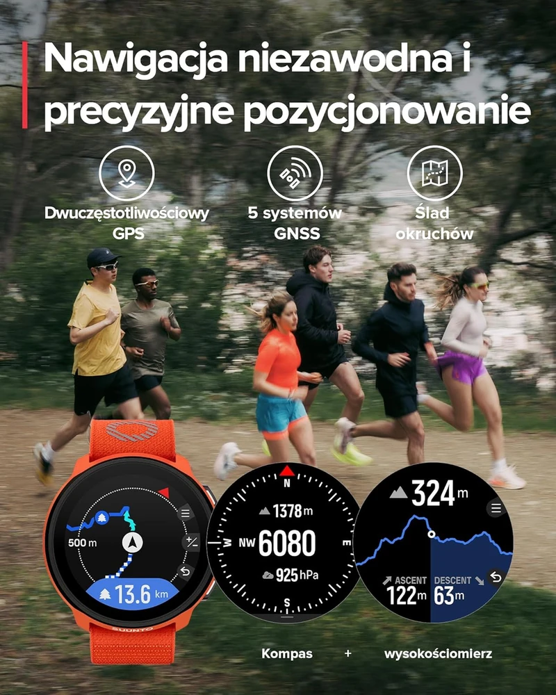 Išmanusis laikrodis Suunto Run sportinis laikrodis su 1,32 colio AMOLED ekranu, GPS, iki 12 dienų veikiantis akumuliatorius, 4 GB atmintis