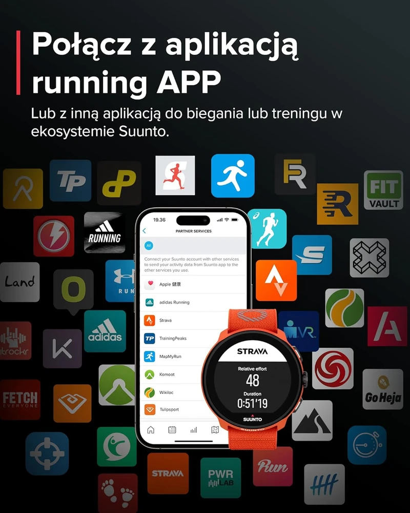 Išmanusis laikrodis Suunto Run sportinis laikrodis su 1,32 colio AMOLED ekranu, GPS, iki 12 dienų veikiantis akumuliatorius, 4 GB atmintis